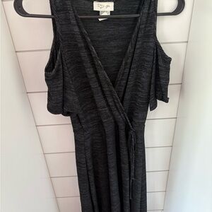 RD Style Gray Sheath Dress with Plunge Neckline